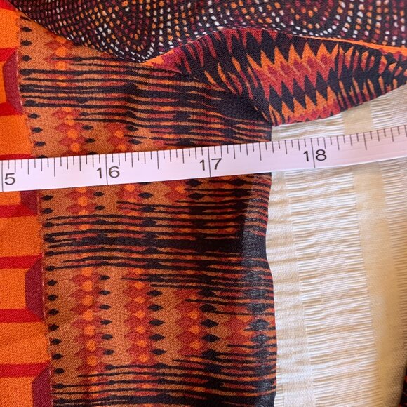 SANS SOUCI NWT Button Up Chiffon Blouse Orange Bold Tribal Print Gold Button - Picture 7 of 8